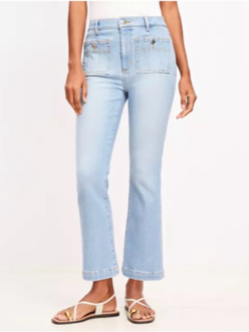 LOFT Curvy Patch Pocket Kick Crop Jeans In Bright Vintage 12/31